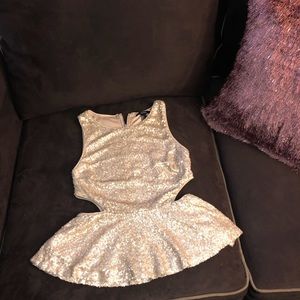 Sequin ruffle cut out top